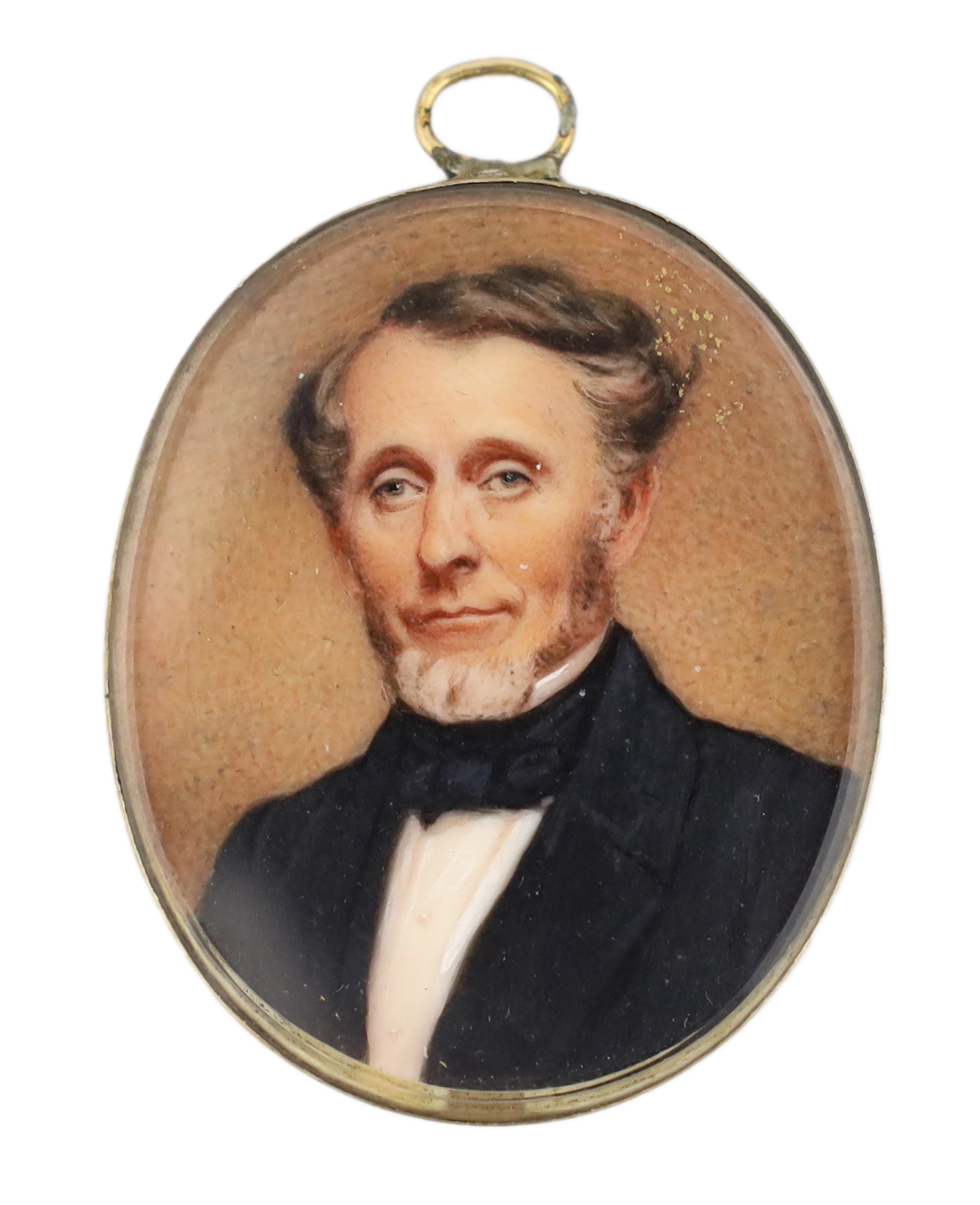 Late 19th Century American ? School, Portrait miniature of a gentleman, watercolour on ivory, 4 x 3.3cm. CITES Submission reference T2W2MS2P